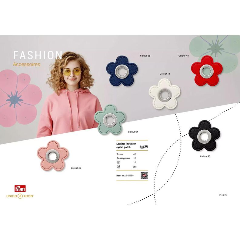 Œillet sur patch Similicuir fleur | Prym – rose,  image number 3