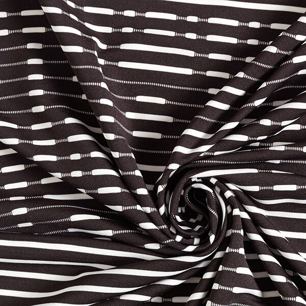 Tissu maille léger à rayures en relief – noir/blanc,  image number 3