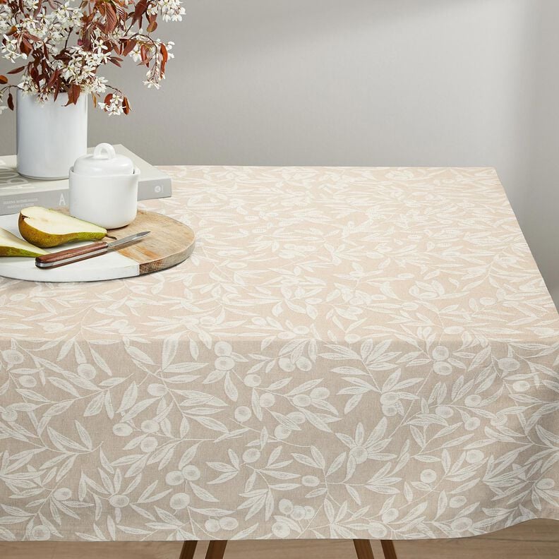 Coton enduit Jacquard tissu enduit motif olives – nature/beige clair,  image number 5