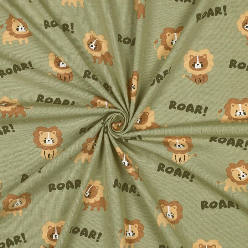 Jersey coton lion | Poppy Fabrics – pistache/brun faon,  image number 3