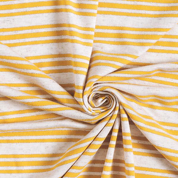 Jersey viscose Rayures pailletées irrégulières – écru/jaune soleil,  image number 3