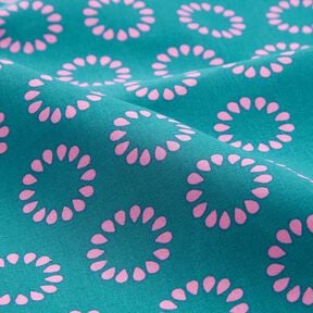 Coton enduit Cercles colorés – pétrole/violet pastel, 