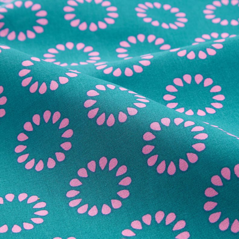 Coton enduit Cercles colorés – pétrole/violet pastel, image number 2