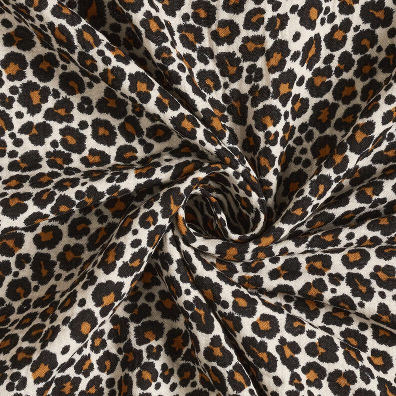 Tissu double gaze de coton Imprimé léopard – taupe clair/noir,  image number 3