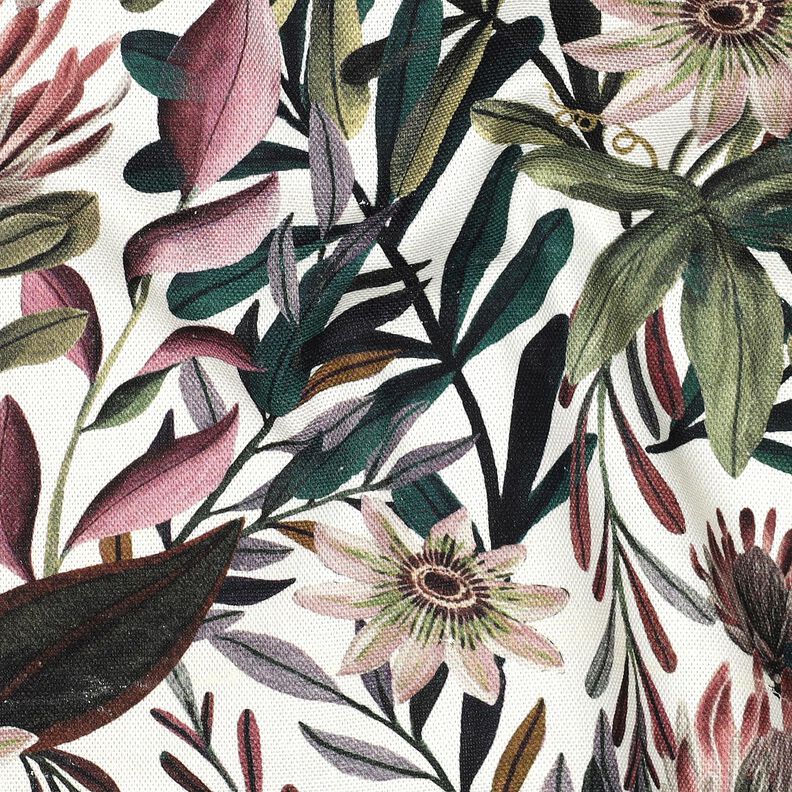 Tissu de d&eacute;coration Canvas fleurs artistiques &ndash; ivoire/pin fonc&eacute;,  image number 2