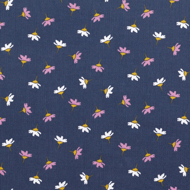 Velours milleraies Petites fleurs – bleu marine, image number 1