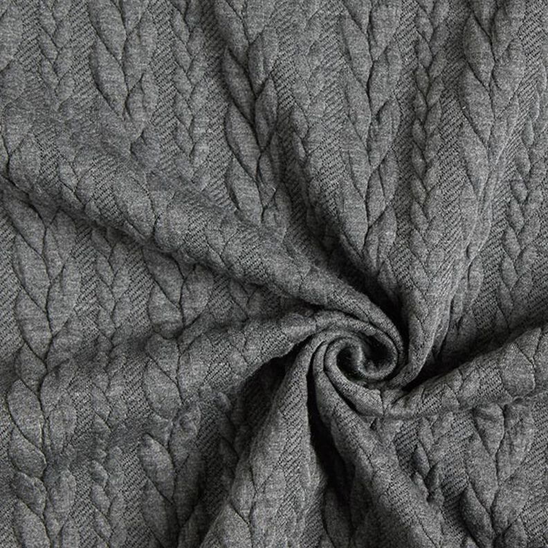 Jersey jacquard Cloqué Torsades – gris foncé,  image number 3