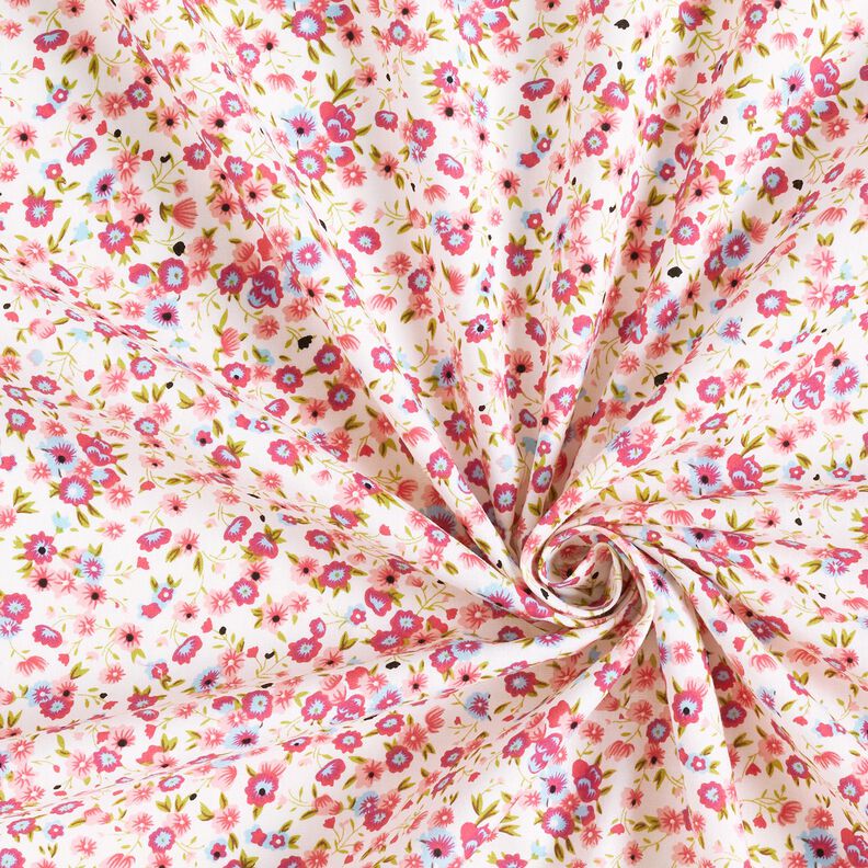 Popeline de coton Mille-fleurs – blanc/rose vif,  image number 3