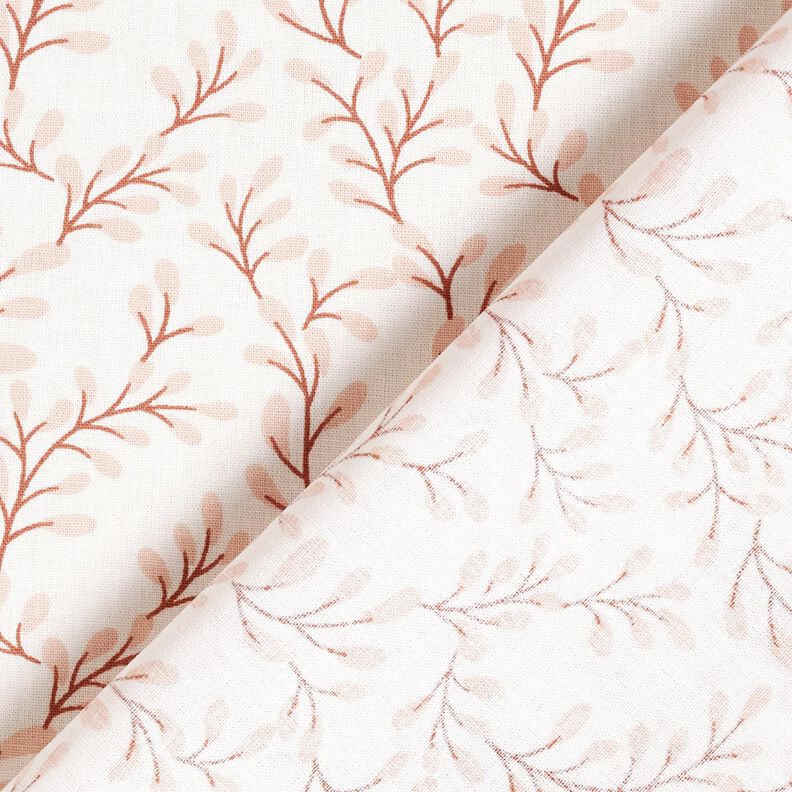 Popeline coton Branches de feuilles – blanc/or rose, image number 4