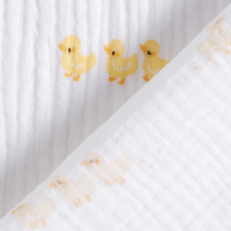 Tissu double gaze de coton Jolis canetons – blanc/or,  image number 4