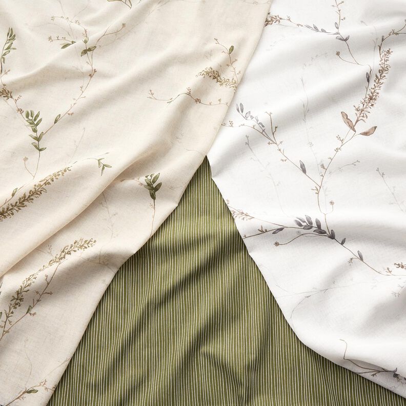 Tissu pour voilages Voile Branches tendres – blanc/argent, image number 6