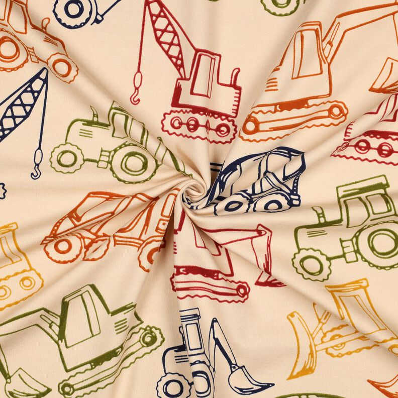 French Terry Sweat d’été Engins de chantier | Poppy Fabrics – beige/bleu marine,  image number 3