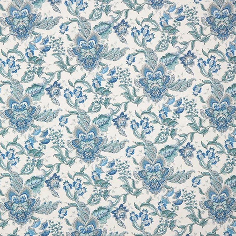 Tissu décoratif Toile ornements floraux orientaux 280 cm – blanc/bleu,  image number 1