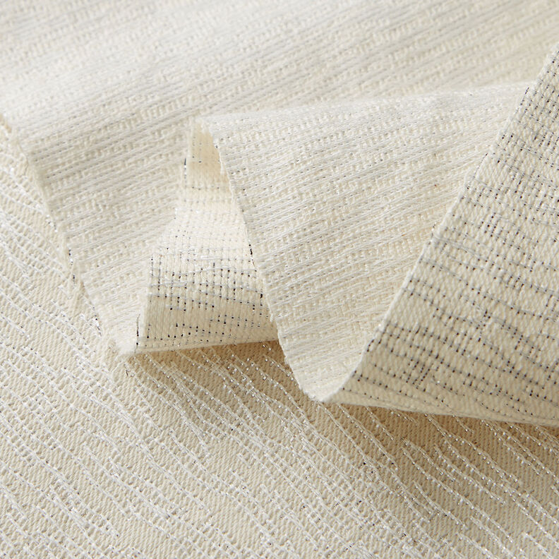 Jacquard pour vêtements Lignes serpentines scintillantes – blanc/argent,  image number 3