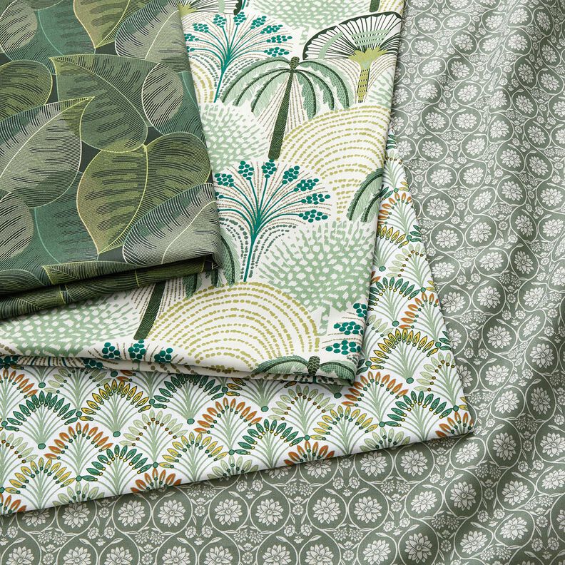 Tissu de décoration Sergé coton Feuilles de palmiers abstraites – sauge/ivoire,  image number 5