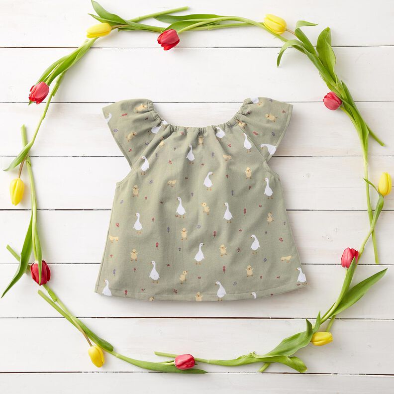 GOTS Popeline coton Oies et poussins mignons | Poppy Fabrics – greige,  image number 5