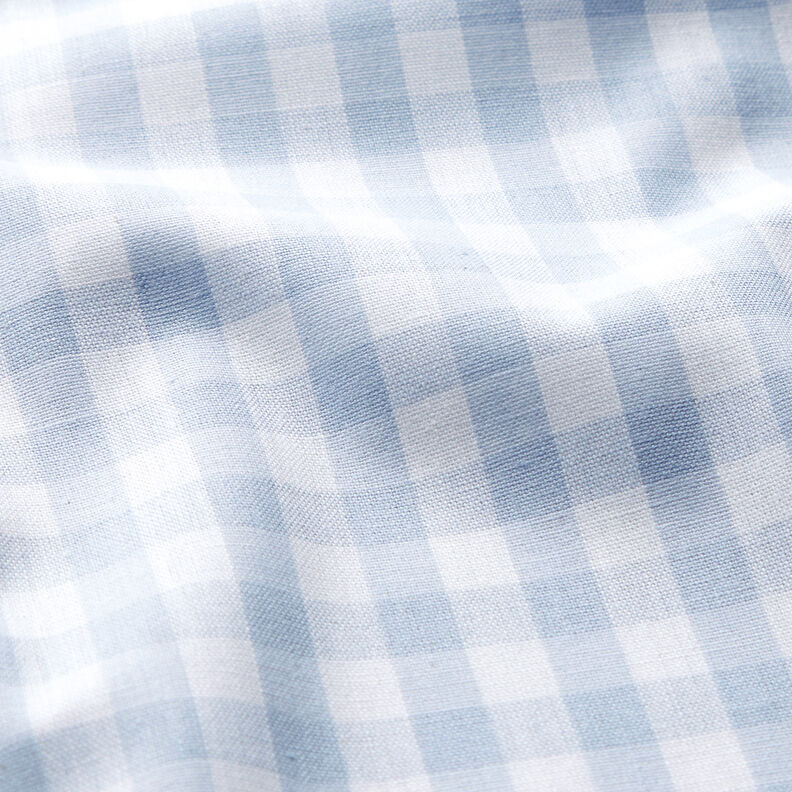 Tissu en coton Vichy à carreaux 1 cm – jean bleu clair/blanc,  image number 2