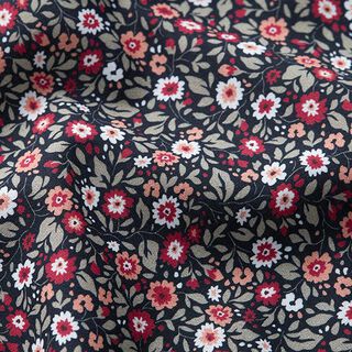 Popeline de coton bio Petites fleurs – noir, 