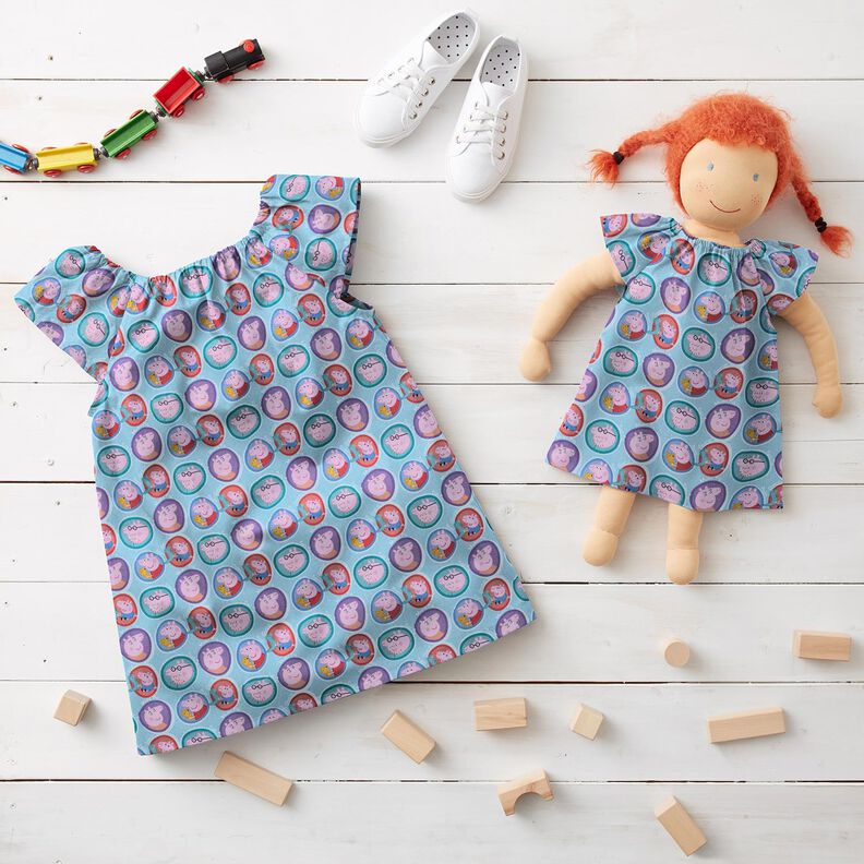 Popeline coton Visages de Peppa Tissu sous licence | ABC Ltd – turquoise clair,  image number 6