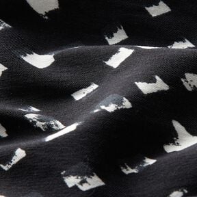 Tissu de pantalon stretch &agrave; pois abstraits &ndash; bleu noir/blanc, 