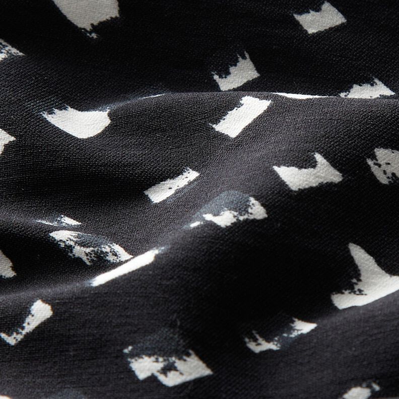 Tissu de pantalon stretch à pois abstraits – bleu noir/blanc, image number 2