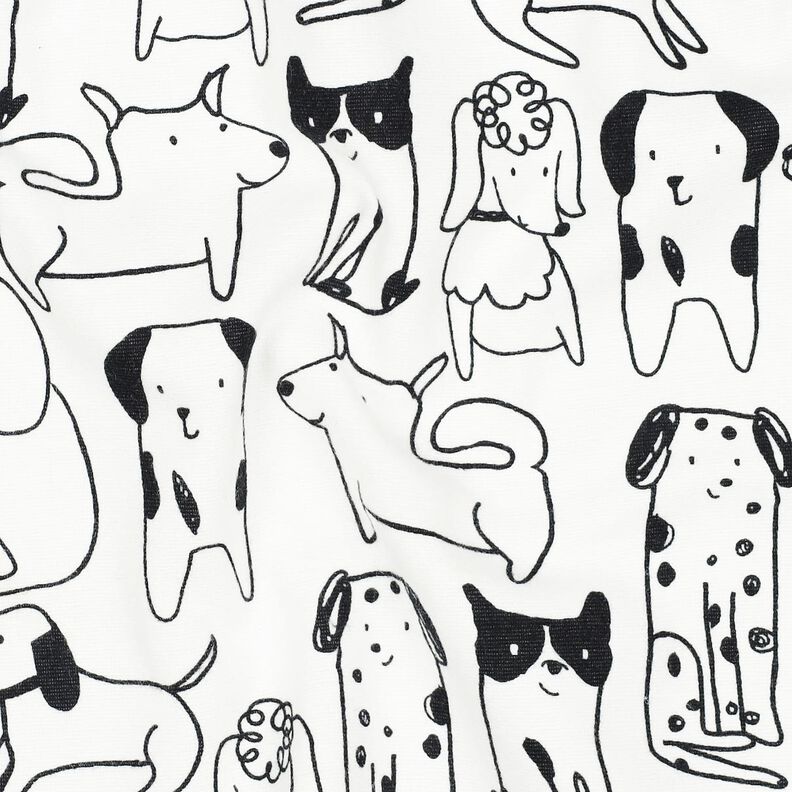 Flanelle coton Chiens | Poppy Fabrics – blanc/noir, image number 2
