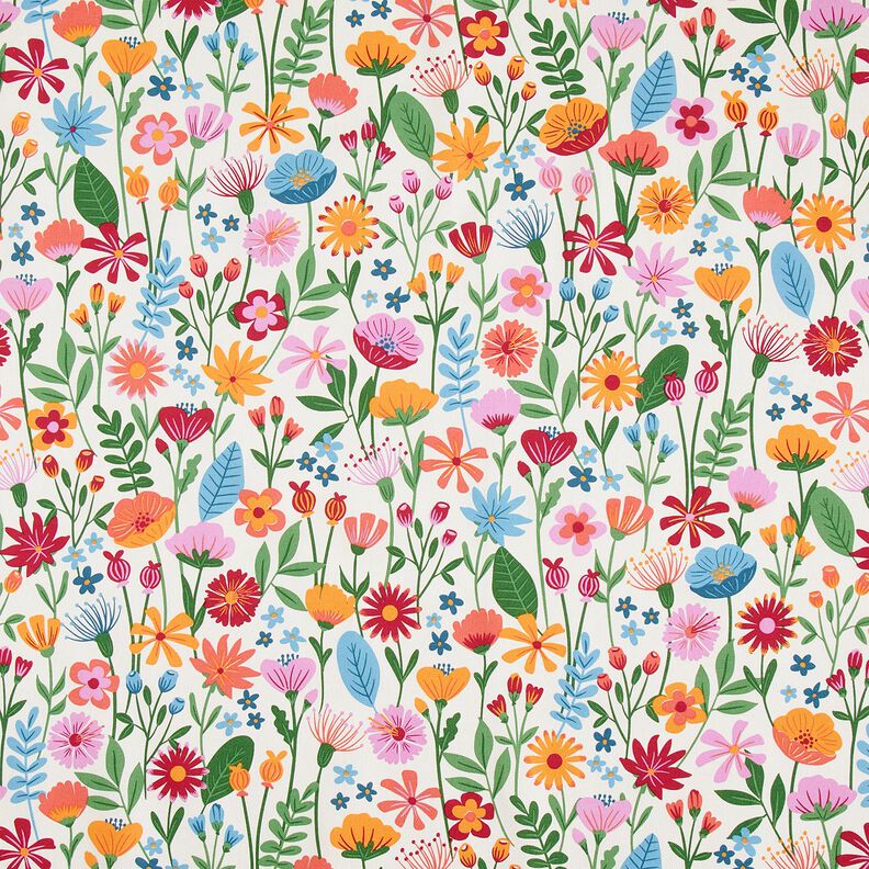 Tissu de décoration Semi-panama Fleurs multicolores – ivoire/violet pastel,  image number 1