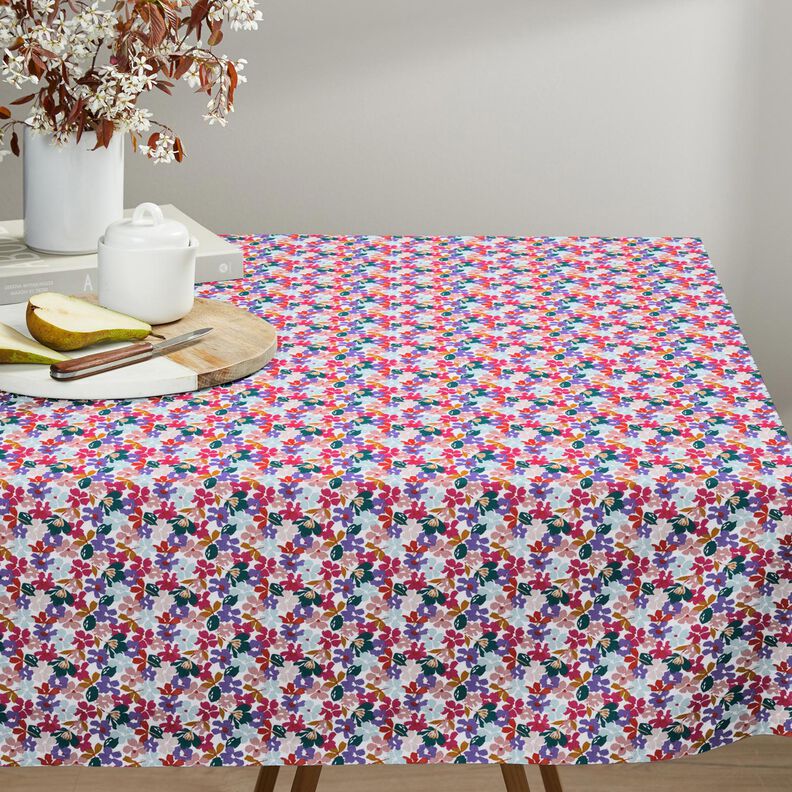 Coton enduit Fleurs pastel – blanc/lilas,  image number 7
