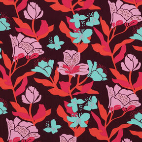 Tissu viscose LENZING™ ECOVERO™ Amira Floral | Nerida Hansen – merlot/chili, 