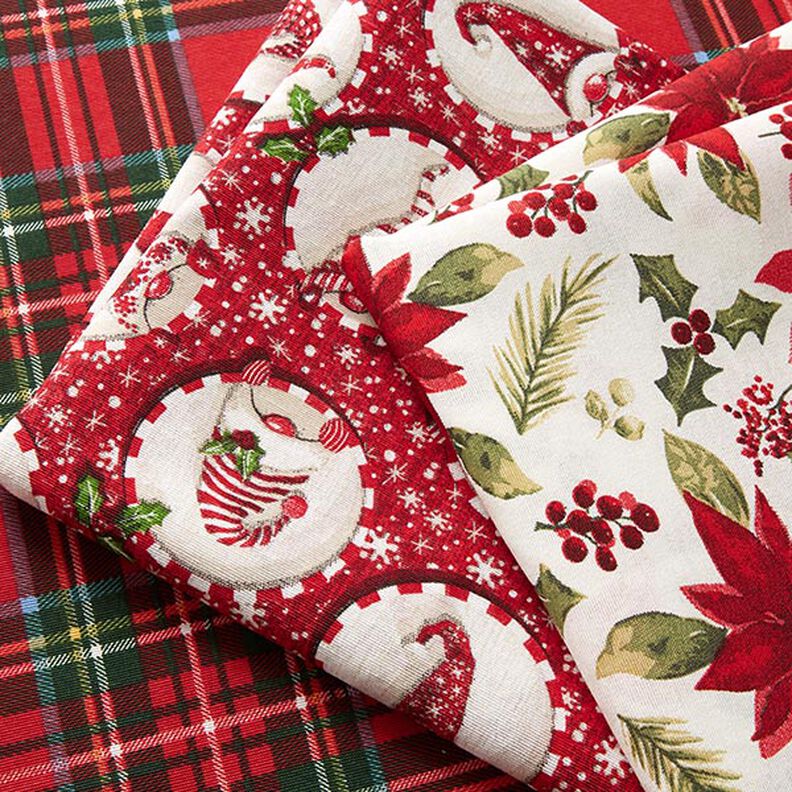 Tissu de décoration Canvas Carreaux écossais – rouge/vert sapin,  image number 5