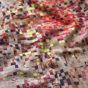 GOTS Jersey coton Mosaïques éparpillées | TCC x LOOKS by Wolfgang Joop – rouge/beige foncé, 