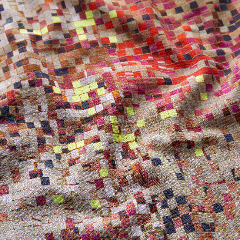 GOTS Jersey coton Mosaïques éparpillées | TCC x LOOKS by Wolfgang Joop – rouge/beige foncé,  image number 3