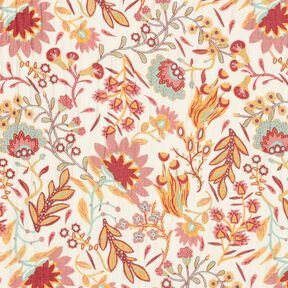 Mélange viscose Fleurs rétro – ivoire/myrtille, 