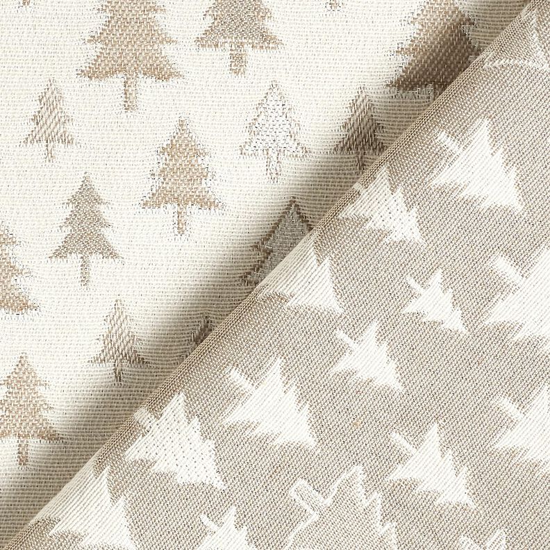 Tissu de décoration Jacquard sapins scintillants – beige/argent,  image number 4