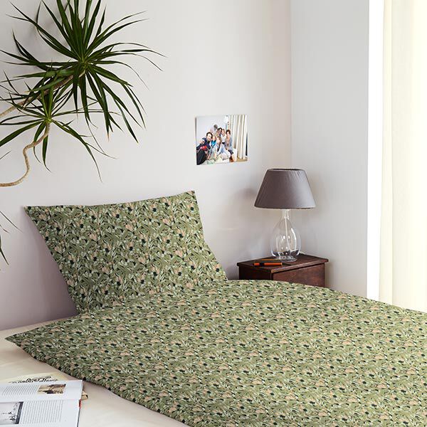 Tissu en coton Cretonne feuilles tropicales – noir/vert,  image number 7