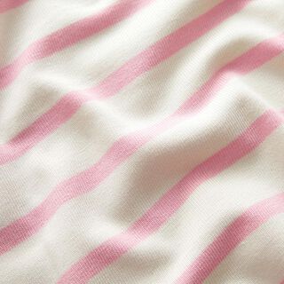 Jersey coton rayures horizontales – blanc/rose, 