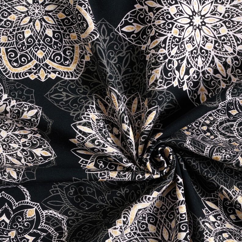 Jersey coton Mandalas | Glitzerpüppi – noir/argent,  image number 3