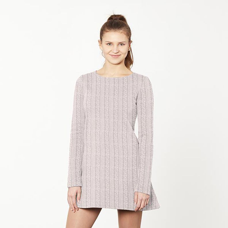 French Terry Sweat d’été Imprimé en maille torsadée – beige clair, image number 5