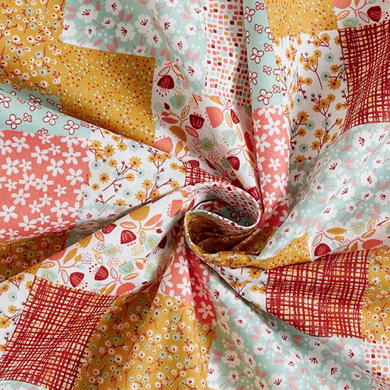 Tissu en coton Cretonne look patchwork – blanc/saumon,  image number 4