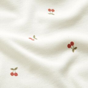 Jersey côtelé Petites cerises – écru, 