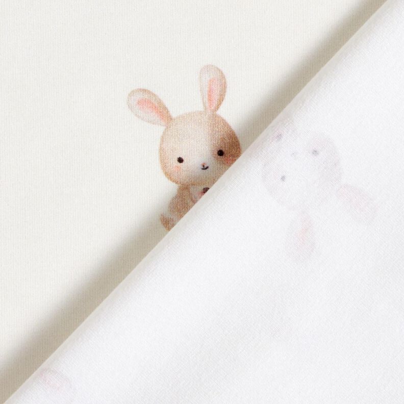 GOTS Jersey coton Lapin et fleur Impression numérique – ivoire, image number 4