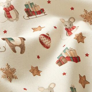 Tissu en coton Cretonne Amis des animaux en fête – beige clair, 