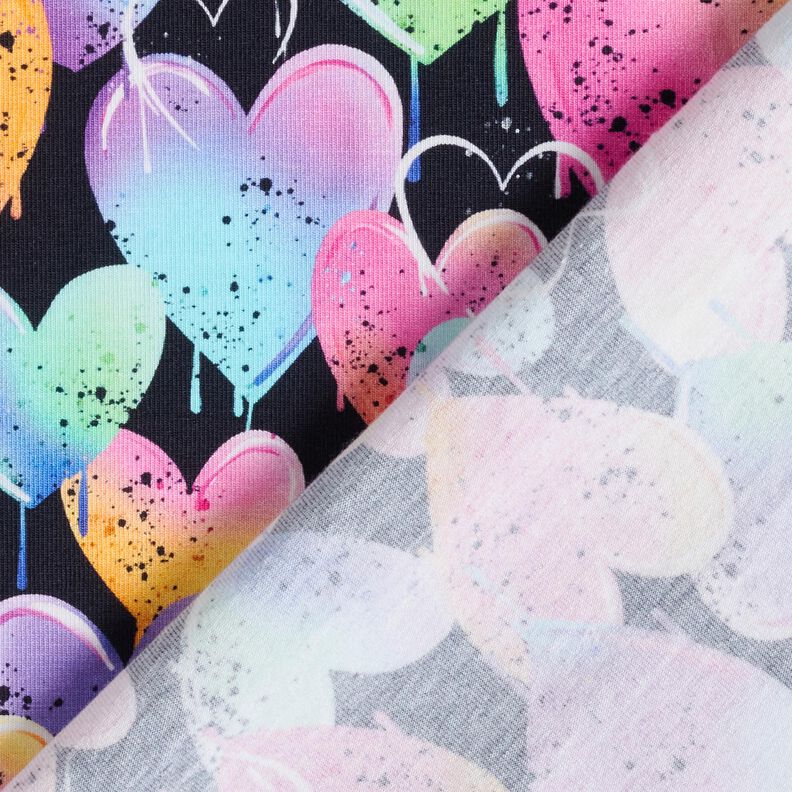Jersey coton Cœurs multicolores | Glitzerpüppi – noir,  image number 4