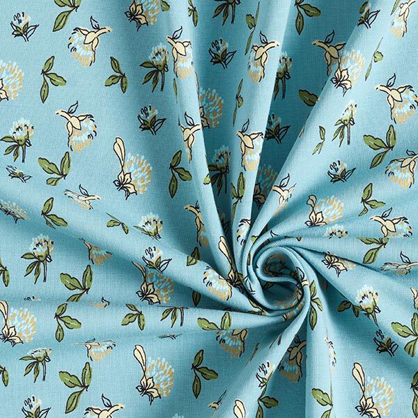 Jersey coton fleurs dans le vent – bleu aqua,  image number 3