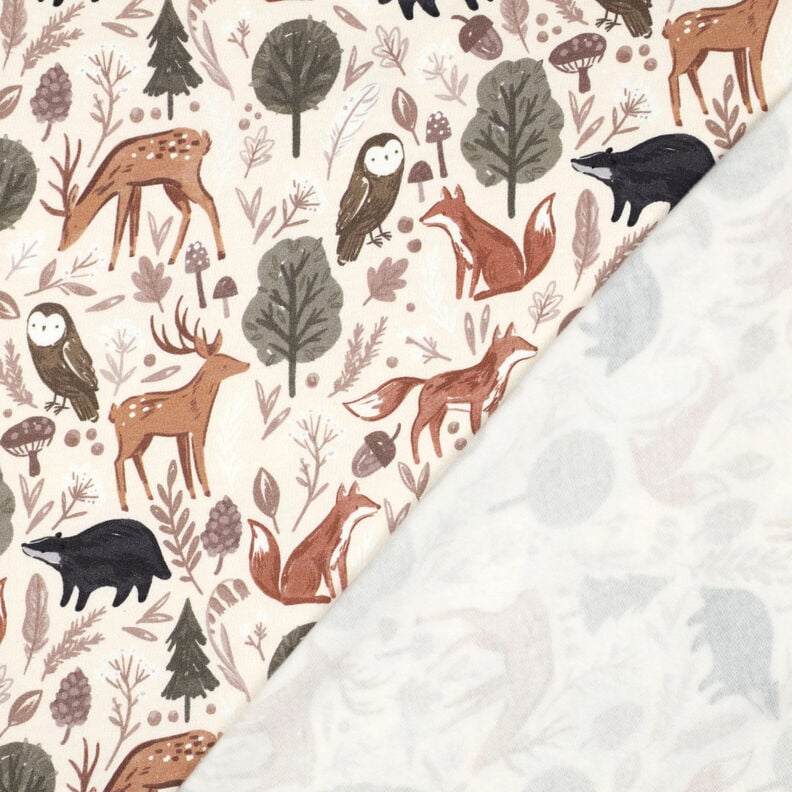 Sweatshirt gratté Animaux dans la forêt Impression numérique | Poppy Fabrics – écru, image number 4
