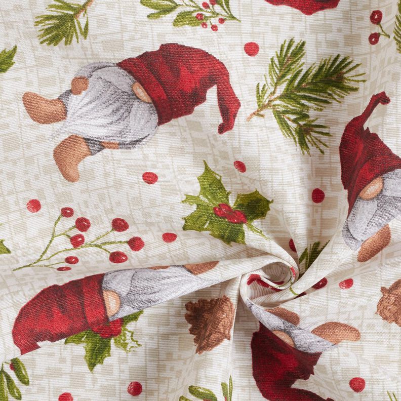 Tissu de décoration Canvas Lutin avec chapeau – beige clair/rouge foncé, image number 3