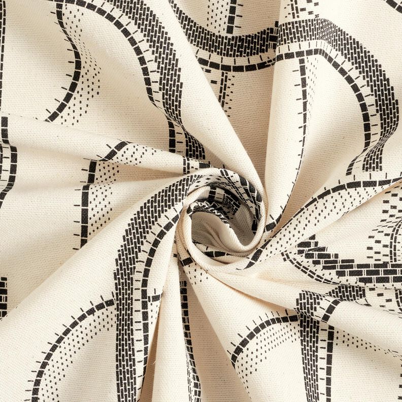 Tissu de décoration Semi-panama Lignes artistiques – nature/noir,  image number 3