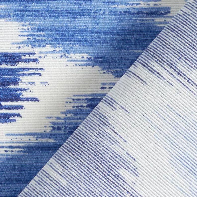 Coton enduit imprimé ikat – bleu/blanc,  image number 4