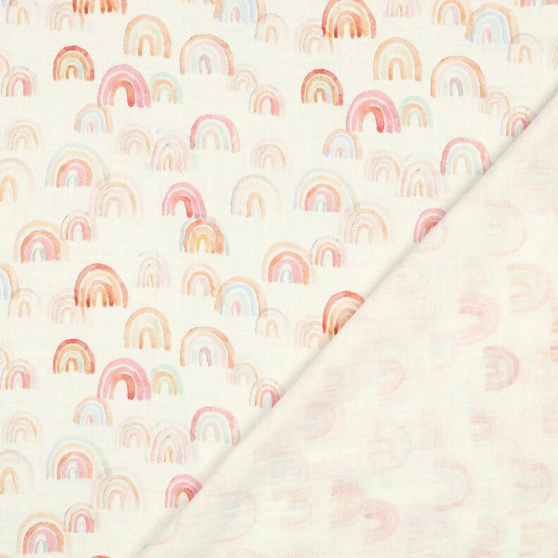 Tissu double gaze de coton Arcs-en-ciel colorés Impression numérique | Poppy Fabrics – ivoire/saumon, image number 4