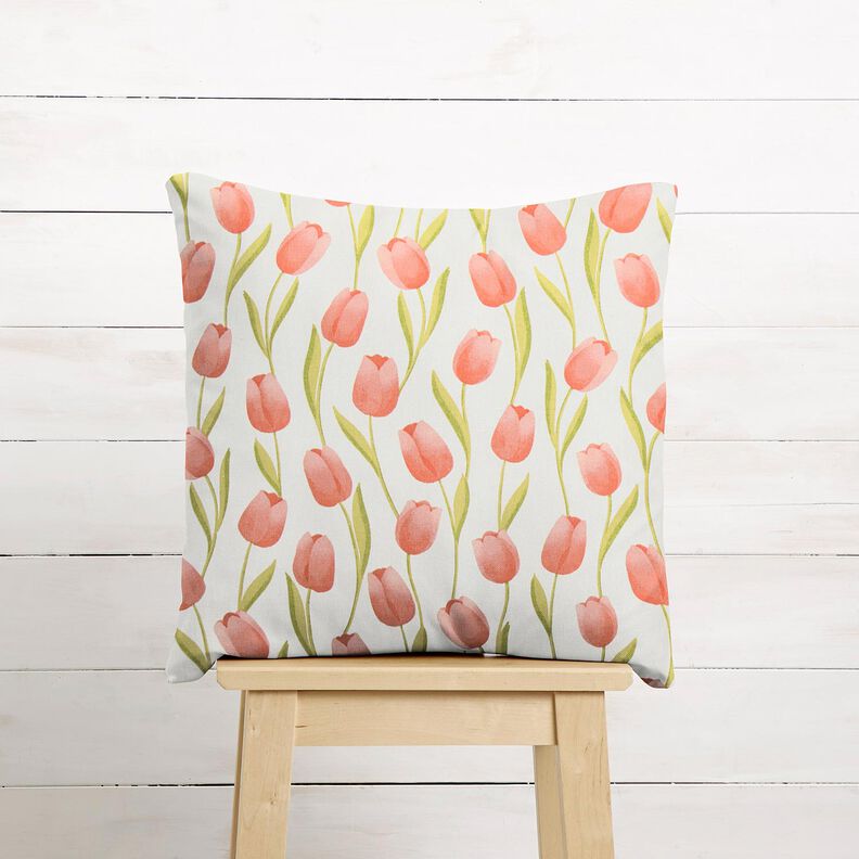 Tissu de décoration Semi-panama Tulipes – ivoire/homard, image number 8